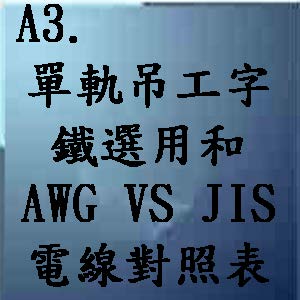 單軌吊工字鐵選用和AWG VS JIS電線對照表