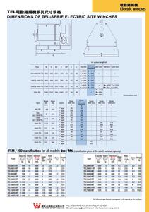 6-28. TEL電動捲揚機系列尺寸規格Dimensions of Tel-Series Electric Site Winches