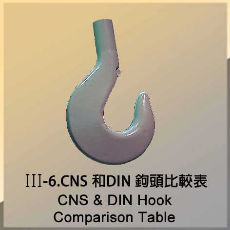 CNS 鉤頭和DIN 比較表 CNS & DIN Hook Comparison Table